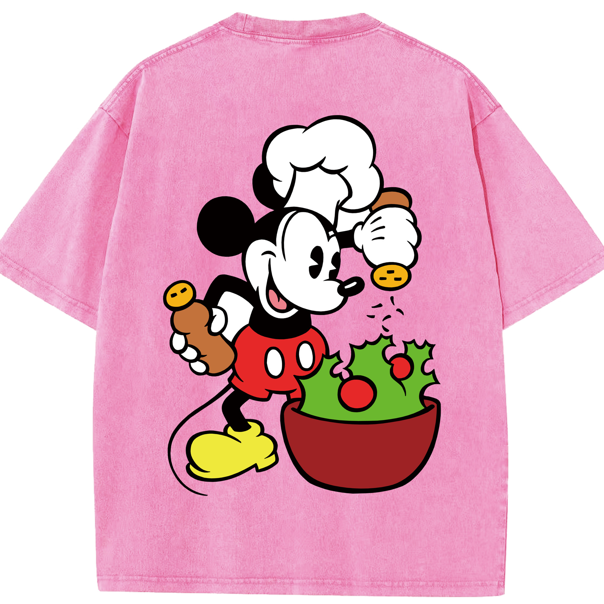 （画像用） ミッキーマウス Mickey Mouse 綿100% ヴィンテージ風 半袖Tシャツ（背面プリント）